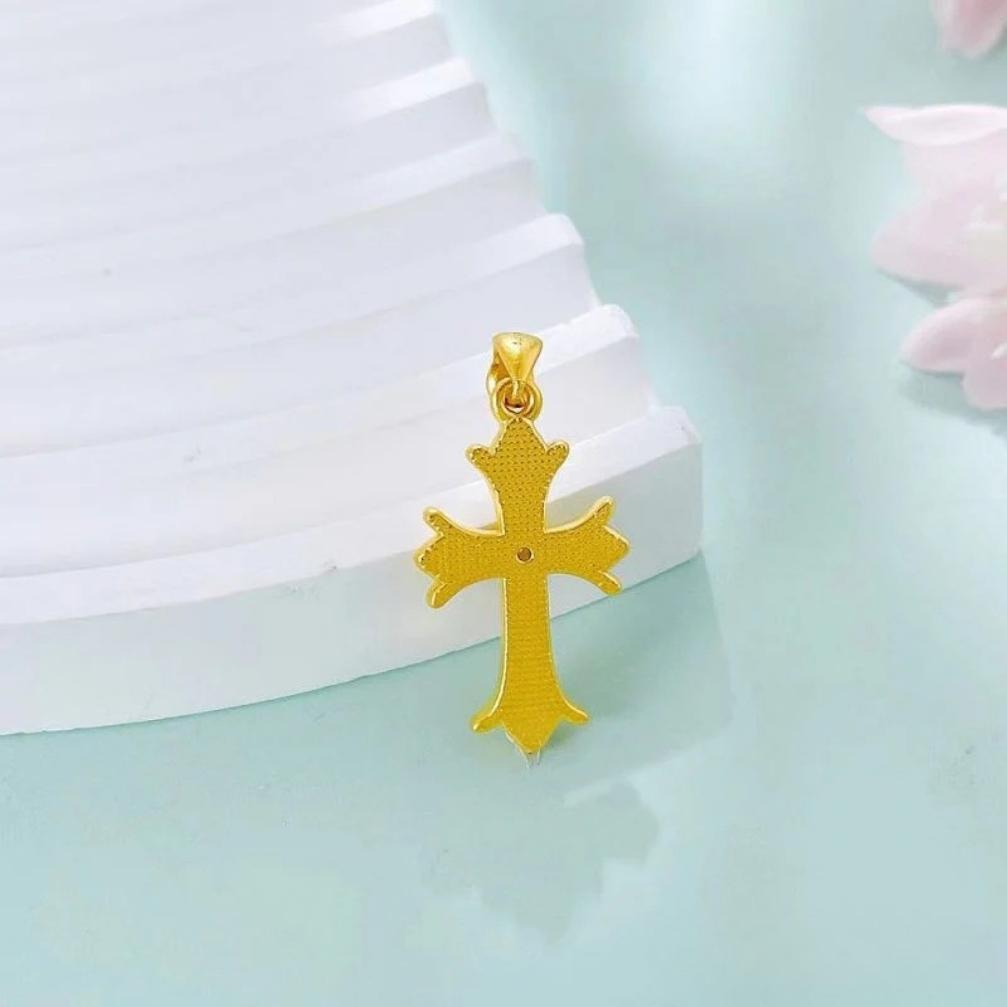 vintage style moissanite inlaid hollow clovis cross pendant – 5d cyan