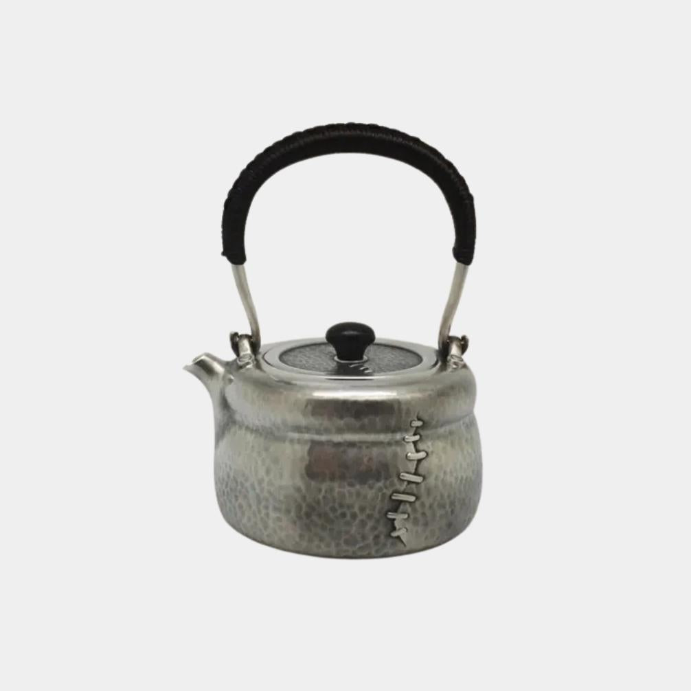 wabi-sabi sterling silver teapot, oriental tea brewing pot