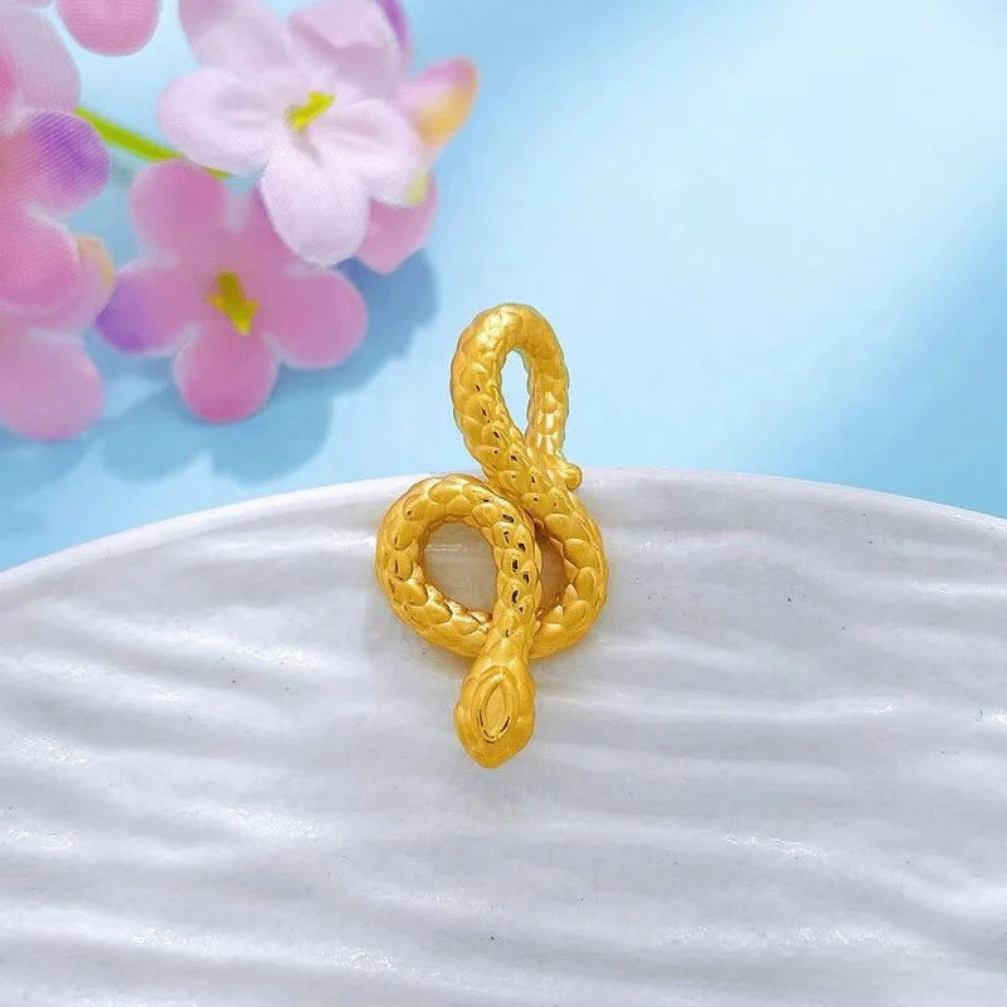 year of the snake 3d solid gold 999 hollow snake pendant – snake dance edition