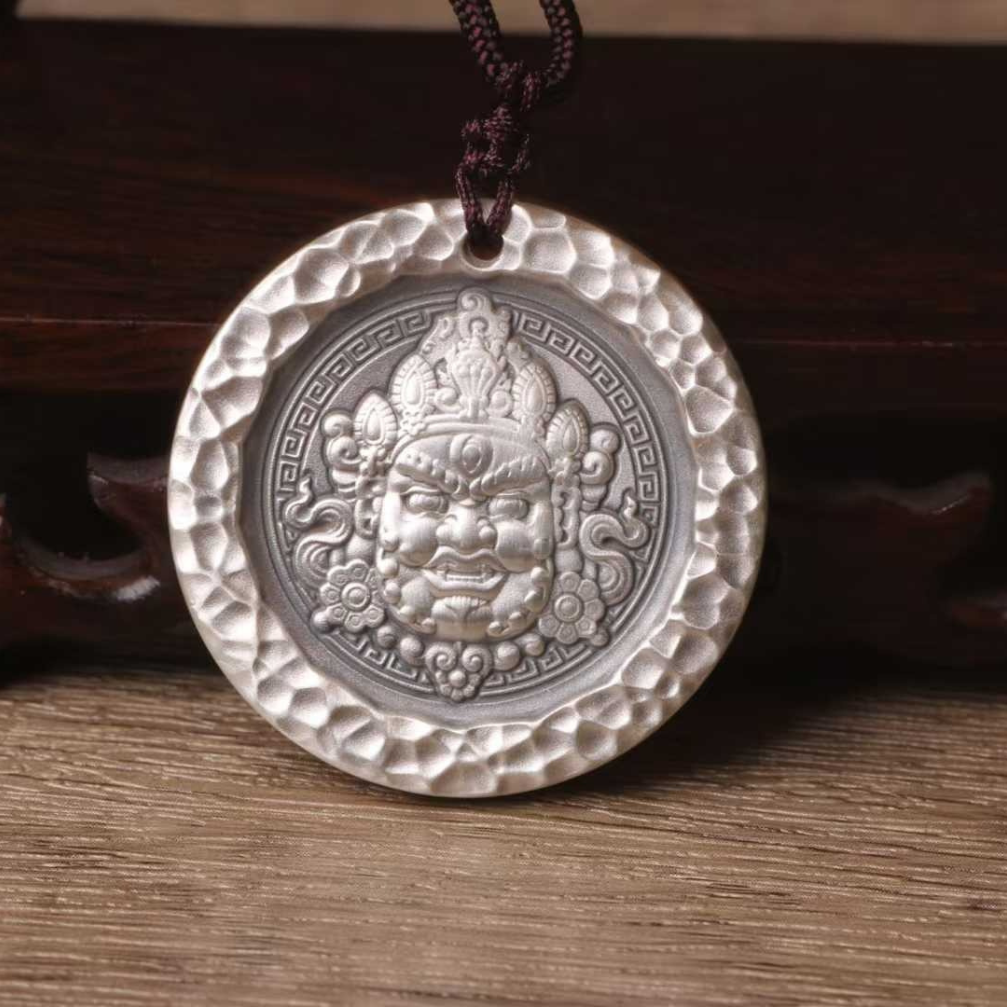 yellow wealth deity  pendant - sterling silver pendant