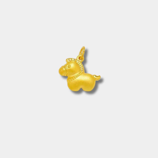 Zodiac Gold Horse Pendant - Cute Baby Horse Hollow Design (Without Chain)