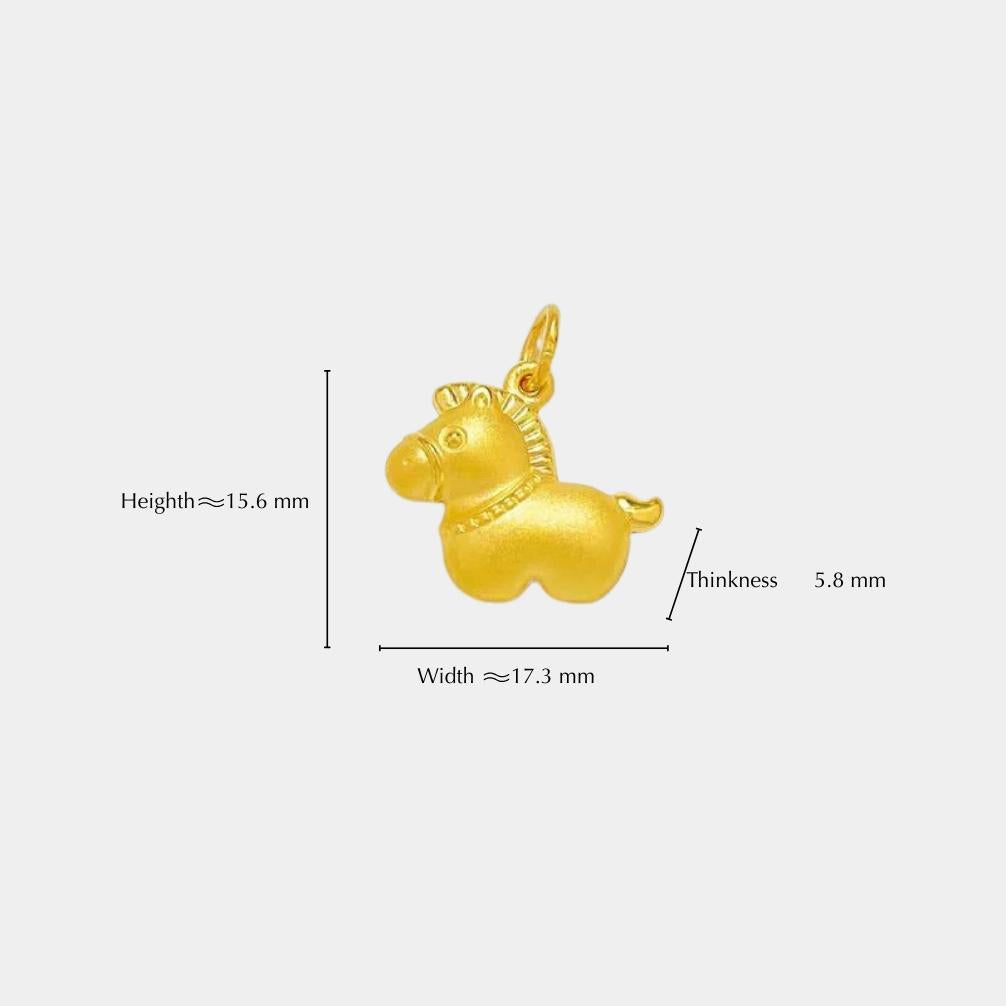 zodiac gold horse pendant - cute baby horse hollow design (without chain)