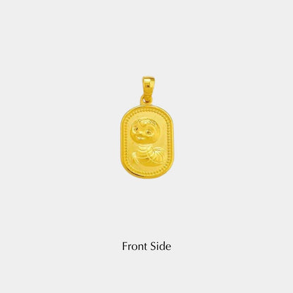 Zodiac Snake Pendant - Gold Solid Snake Year Pendant with Joyful Blessings and Mystic Snake Design