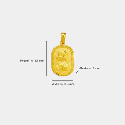 Zodiac Snake Pendant - Gold Solid Snake Year Pendant with Joyful Blessings and Mystic Snake Design