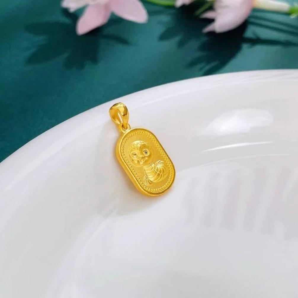 zodiac snake pendant - gold solid snake year pendant with joyful blessings and mystic snake design