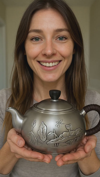Lotus Serenity Sterling Silver Teapot